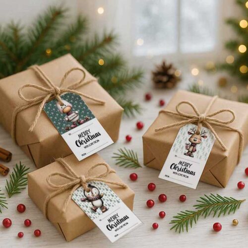 Weihnachtliche Geschenk-Tags „Merry Christmas“