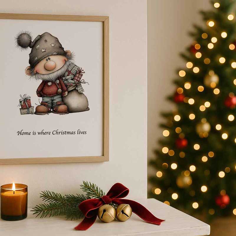 Weihnachtliches Wandbild-Set – 6 liebevolle Wintermotive | A4 Christmas Wall Art Printables – Bild 3