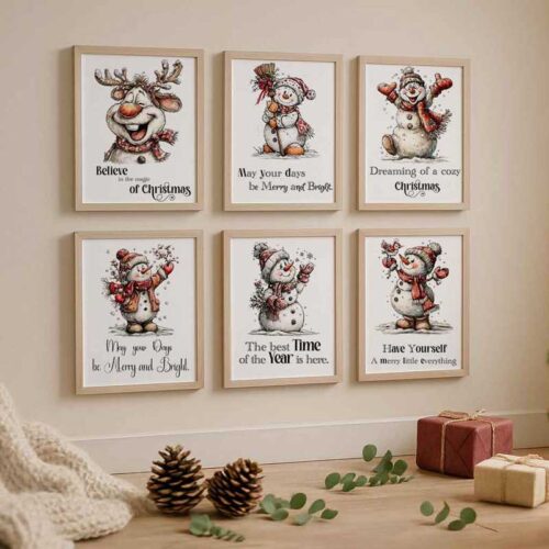 Weihnachtliche Kinderzimmer Poster Christmas Whimsical Snowman