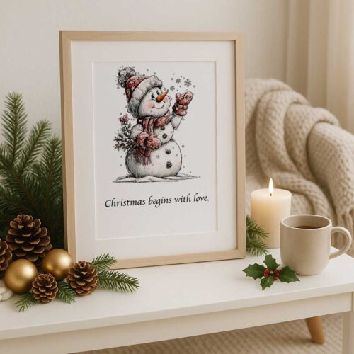 Schneemann Winter-Wall-Art Set – 6 liebevolle Weihnachtsmotive | A4 Printables für gemütliche Weihnachtsdeko