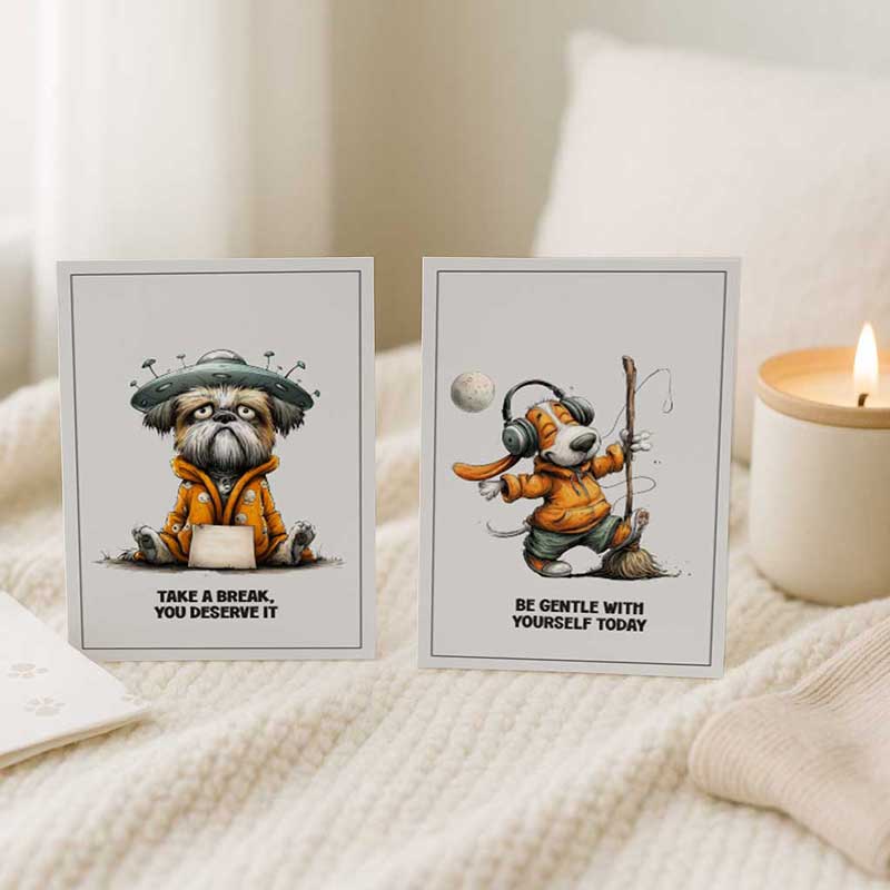 Self Care Karten Set – 12 liebevolle Hundemotive | Achtsamkeitskarten zum Ausdrucken – Bild 5