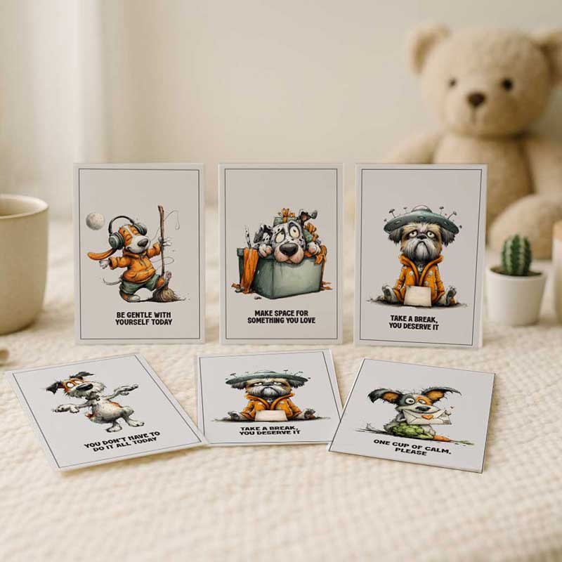 Self Care Karten Set – 12 liebevolle Hundemotive | Achtsamkeitskarten zum Ausdrucken – Bild 2