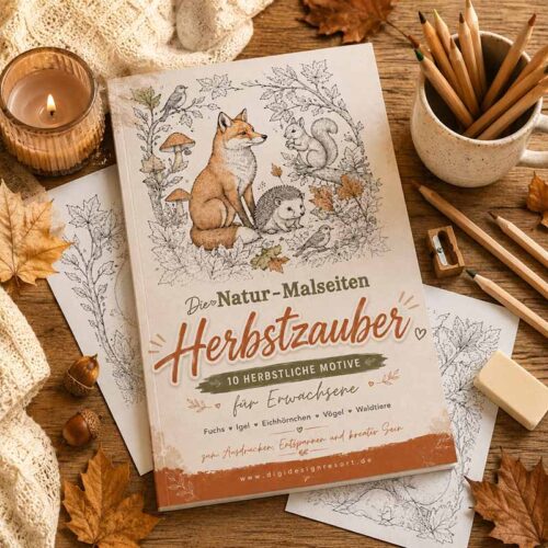 Natur-Malseiten Herbstzauber zum Ausmalen für Erwachsene