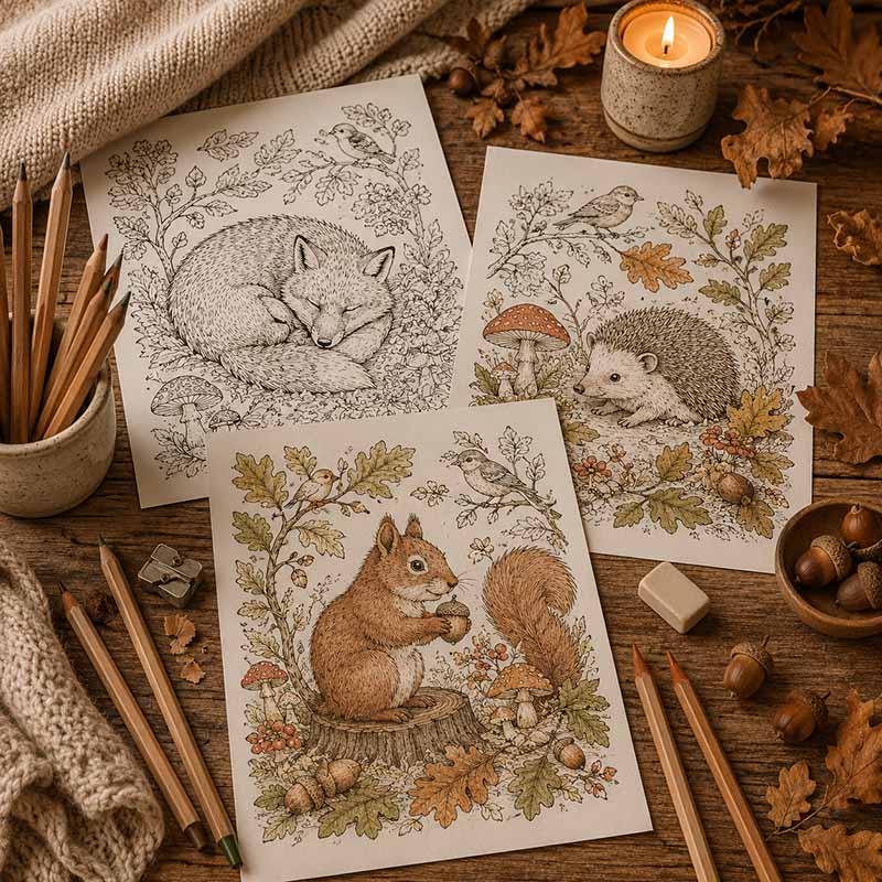 Natur-Malseiten Herbstzauber zum Ausmalen für Erwachsene – Bild 3
