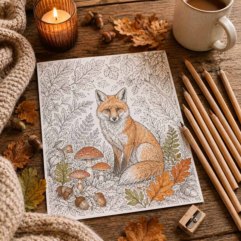 Natur-Malseiten Herbstzauber zum Ausmalen für Erwachsene – Bild 4